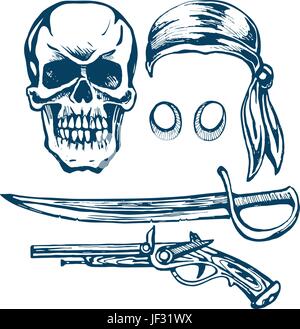 The skull of a pirate.  Stock Vector