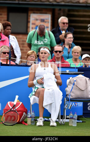 Kristina Mladenovic of France at the Aegon International Eastbournetennis tournament at Devonshire Park , Eastbourne Sussex UK . 28 Jun 2017 Photograph taken by Simon Dack Stock Photo