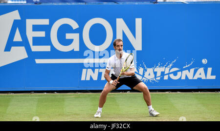 Richard Gasquet of France in action at the Aegon International Eastbourne tennis tournament at Devonshire Park , Eastbourne Sussex UK . 28 Jun 2017 Stock Photo
