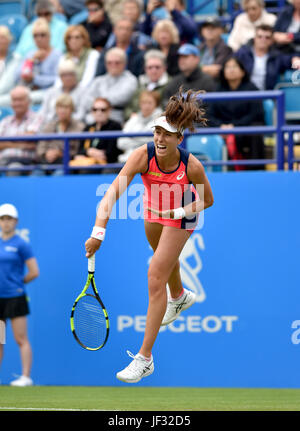 Johanna Konta of Great Britain in action at the Aegon International Eastbourne tennis tournament at Devonshire Park , Eastbourne Sussex UK . 28 Jun 2017 Photograph taken by Simon Dack