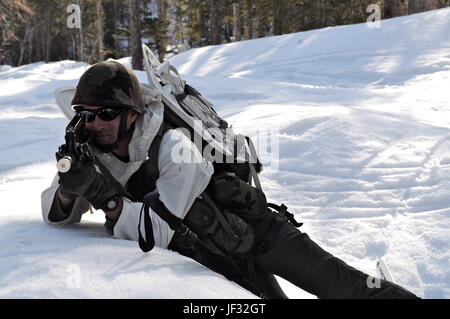 Young French officers take part to winter training in the Alps Stock Photo