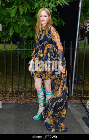 Ellie Bamber attending the Serpentine Summer Party 2017, presented by the Serpentine and Chanel, held at the Serpentine Galleries Pavilion, in Kensington Gardens, London. PRESS ASSOCIATION Photo. Picture date: Wednesday 28th June, 2017. Photo credit should read: Ian West/PA Wire Stock Photo