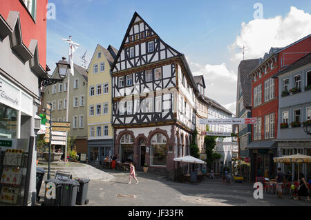 Half-timbered building featured in early Leica photograph, Eisenmarkt, Wetzlar, Germany Stock Photo