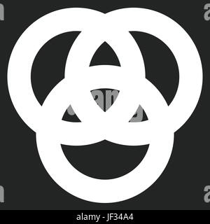 Icon with 3 interlocking circles. rings. Abstract symbol for connection, unity, relation, linkage or similar concepts Stock Vector