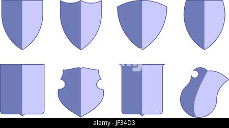 Heraldic escutcheons for coat of arms set, shield templates, isolated vector Stock Vector