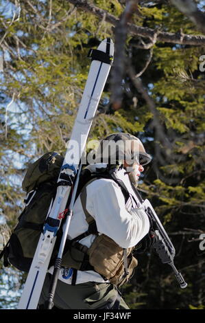 Young French officers take part to winter training in the Alps Stock Photo