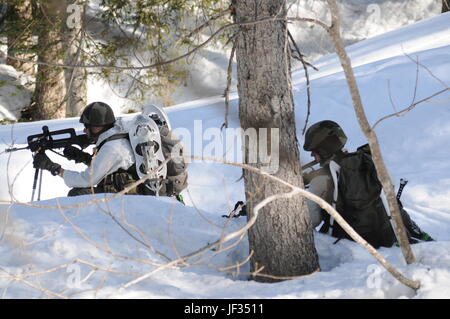 Young French officers take part to winter training in the Alps Stock Photo