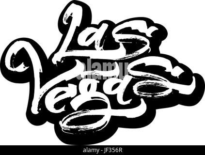 Las Vegas. Sticker. Modern Calligraphy Hand Lettering for Serigraphy Print Stock Vector