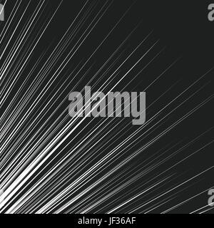 Dynamic, radial lines pattern. Straight slanted lines black and white geometric pattern / texture Stock Vector