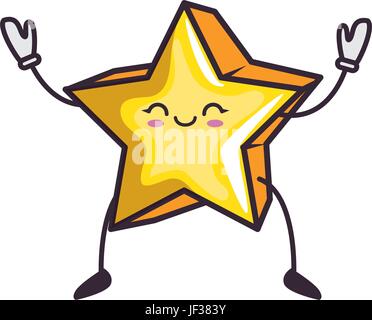 kawaii star icon over white background vector illustration Stock Vector