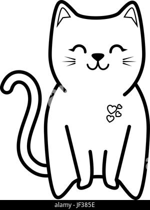 cute cat icon over white background vector illustration Stock Vector