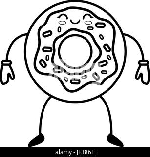 kawaii donut icon over white background vector illustration Stock Vector
