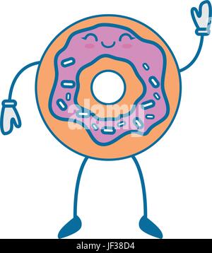 kawaii donut icon over white background colorful design vector illustration Stock Vector