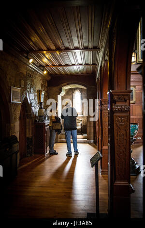 Tourists inside Bamburgh Castle, Northumberland, England, UK Stock Photo
