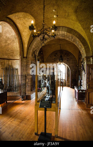 The Armoury at Bamburgh Castle, Northumberland, England, UK Stock Photo