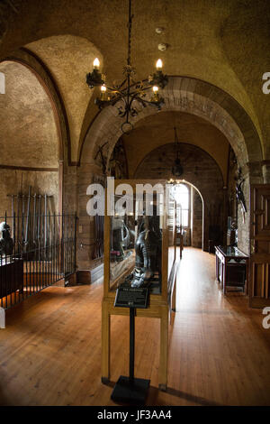 The Armoury at Bamburgh Castle, Northumberland, England, UK Stock Photo