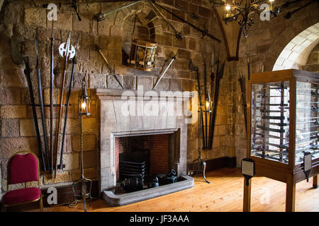 The Armoury at Bamburgh Castle, Northumberland, England, UK Stock Photo