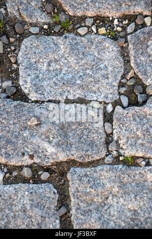 cobblestone floor with gray granite blocks Stock Photo