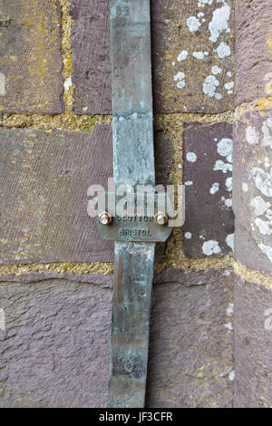 Copper lightening conductor, St David's, or St Davids, cathedral, Pembrokeshire, West Wales. Stock Photo