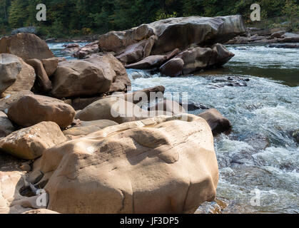 View of Cheat River rapids near Albright Stock Photo