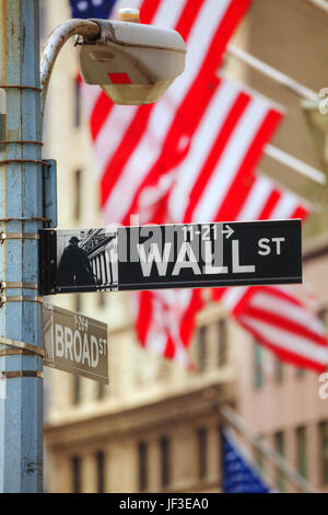 Wall street sign in New York City Stock Photo