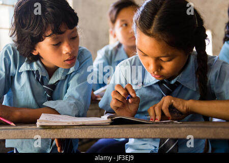 Students in class in Tanahu District, rural Nepal Stock Photo