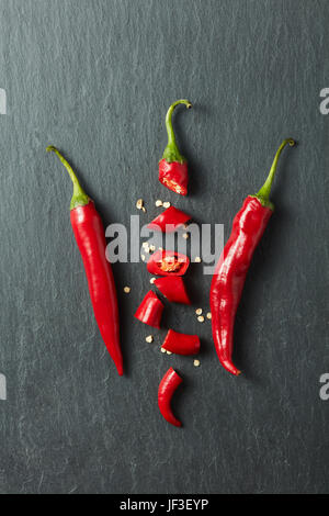 Chilean red pepper slices and seeds Stock Photo