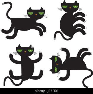 black, swarthy, jetblack, deep black, cats, illustration, bad, peccant, Stock Vector