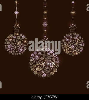 Illustration Christmas background with balls made of snowflakes ...