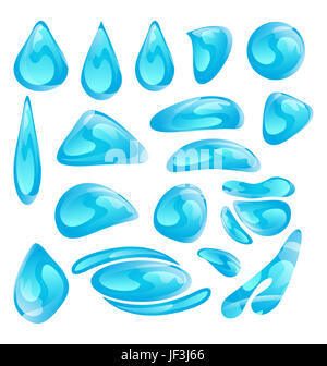 Illustration of different water drops isolated on white Stock Photo - Alamy
