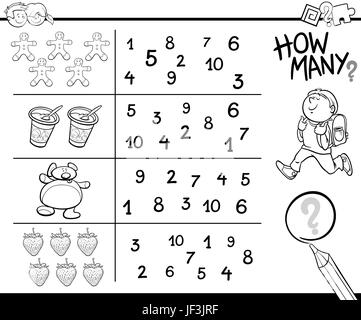 counting game coloring page Stock Photo - Alamy