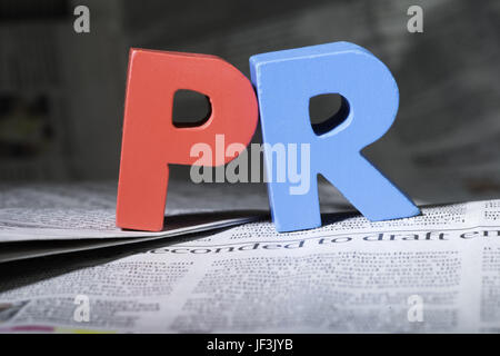 Word PR on newspaper Stock Photo