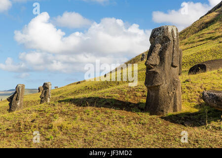 Moai statue at Rano Raraku, Easter Island, Chile Stock Photo