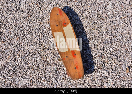 Wooden 70's skate board skateboard Stock Photo