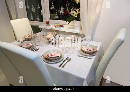 Beautiful Christmas table setting Stock Photo