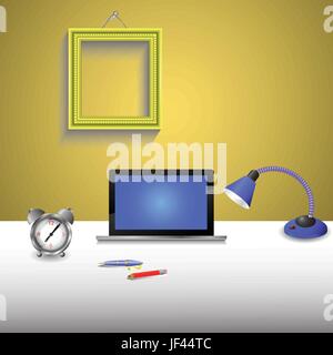 office, laptop, notebook, computers, computer, keyboard, desk, tool, furniture, Stock Vector