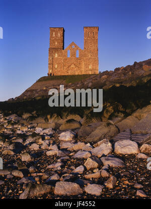 The imposing twin towers of the medieval church at Reculver dominate the skyline of Herne Bay, kent, England, UK Stock Photo