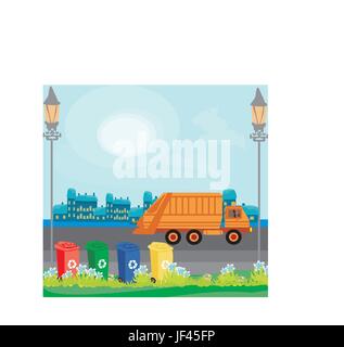 segregation of garbage in the city Stock Vector
