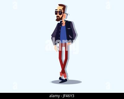 Cool vector hipster man Stock Vector