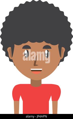 Man afro profile smiling cartoon round icon in black and white vector ...