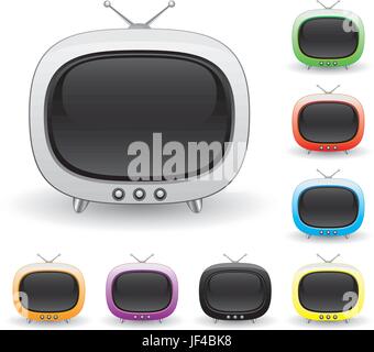 vintage, antenna, television, tv, televisions, retro, old, watching, observe, Stock Vector