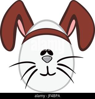 rabbit face cartoon vector illustration flat style front side Stock ...