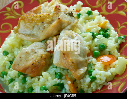 fried chicken with rice Stock Photo