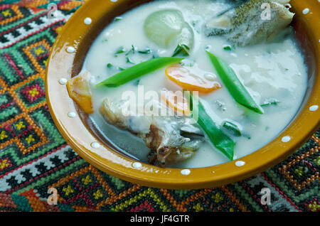 vintage Fish soup in Galichyna Stock Photo