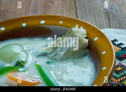 vintage Fish soup in Galichyna Stock Photo