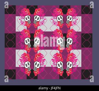 art, death, comic, colour, graphic, flower, flowers, plant, black, swarthy, Stock Vector