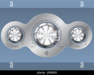 button, technology, audio, metallic, icon, amplifier, volume, blue, Stock Vector
