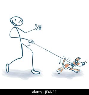 stick figure with pooch Stock Vector