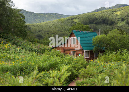 Guest houses in the Valley of Geysers. Stock Photo
