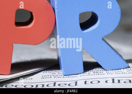 Word PR on newspaper Stock Photo